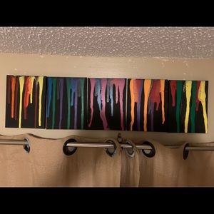 Five piece drip art paintings.